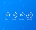 Countdown clock counter timer. UI app digital count down circle board meter with circle time pie diagram. Royalty Free Stock Photo